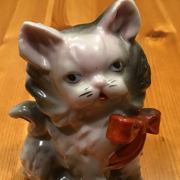 VINTAGE SASSY RED BOWED KITTY CAT FIGURINE - Japan - Picture 5 of 6